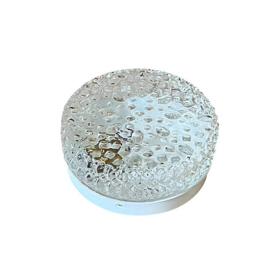 Small round diamond point glass vintage 1970 1980 wall light ceiling light (photo 9 of 9)