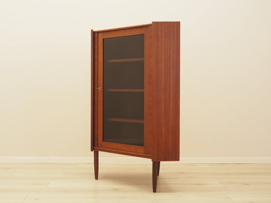 Danish teak corner display cabinet on tapered legs, 1960s – Wood (photo 5 of 12)