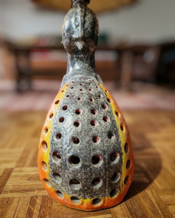 Image 1 of Vlammende aardewerklamp - Zoomorfe sculptuur - Accolay Pottery