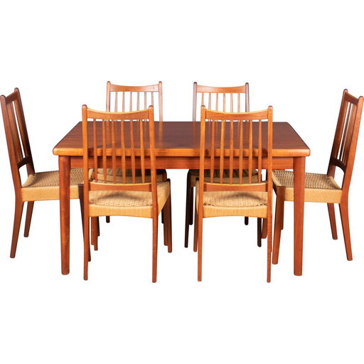 Vintage Deense teakhouten eetset door Arne Hovmand Olsen, jaren 1960