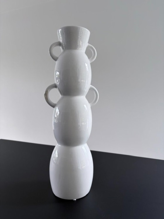 Tall White Design Vase – Modern Organic Shape – Ceramic (photo 3 of 9)