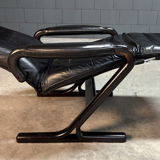 Image 1 of Vintage Danish Recliner - Black Leather - 1990s