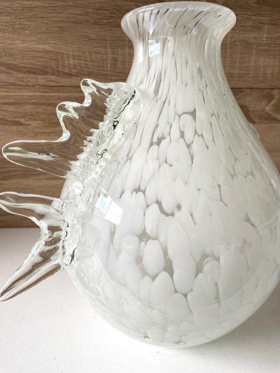 Image 1 of Atypique Vase en Verre Marbré de Murano Verriers Vénitiens Design Poisson-Lune