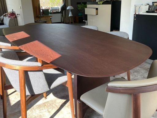 Mobitec Dolmen dining table 270 x 120 cm -organic- solid oak Walnut look matte