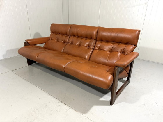 Image 1 of Coja Culemborg rosewood and leather three-seater sofa 1970s