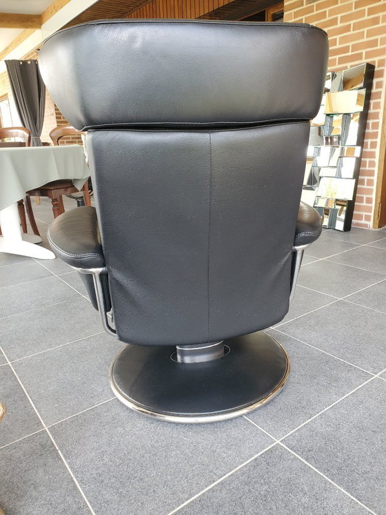 Image 1 of 1 Stressless Jazz Sessel - Schwarzes Leder und passender Hocker (Ref. 4093)