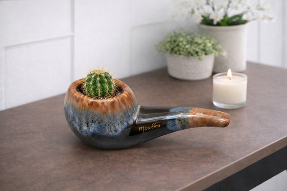 Image 1 of Asbak in de vorm van een Franse pijp van Moulin uit het midden van de 20e eeuw – Grès Flammé Studio Pottery – jaren 70