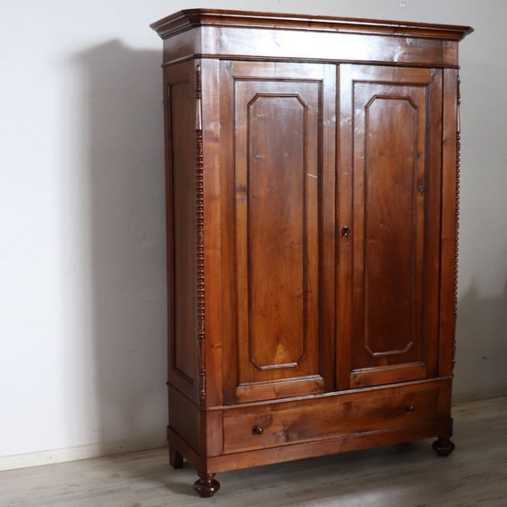 Antique Wardrobe in Solid Walnut, Restored, Italy Mid 19th Century – Wood (photo 19 of 21)