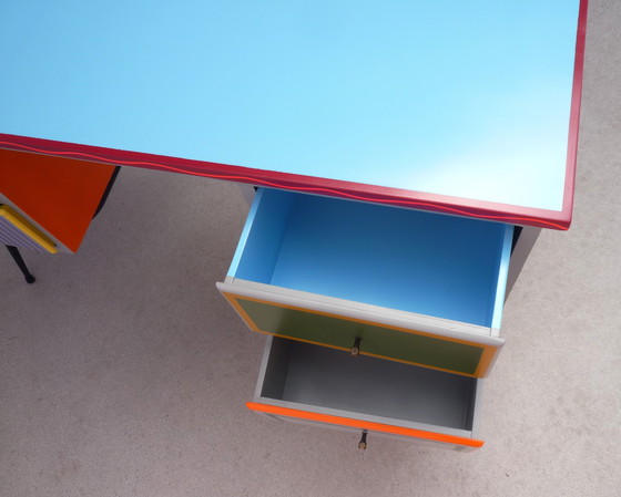 Image 1 of Bureau  vintage 4 Tiroirs  sur pieds compas
