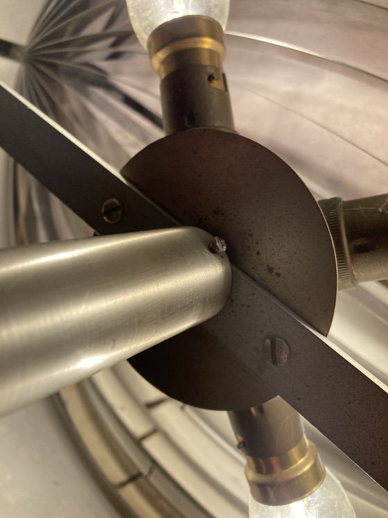 Image 1 of Suspension vintage 70’S en métal brossé attribué à Jean Gandelin 