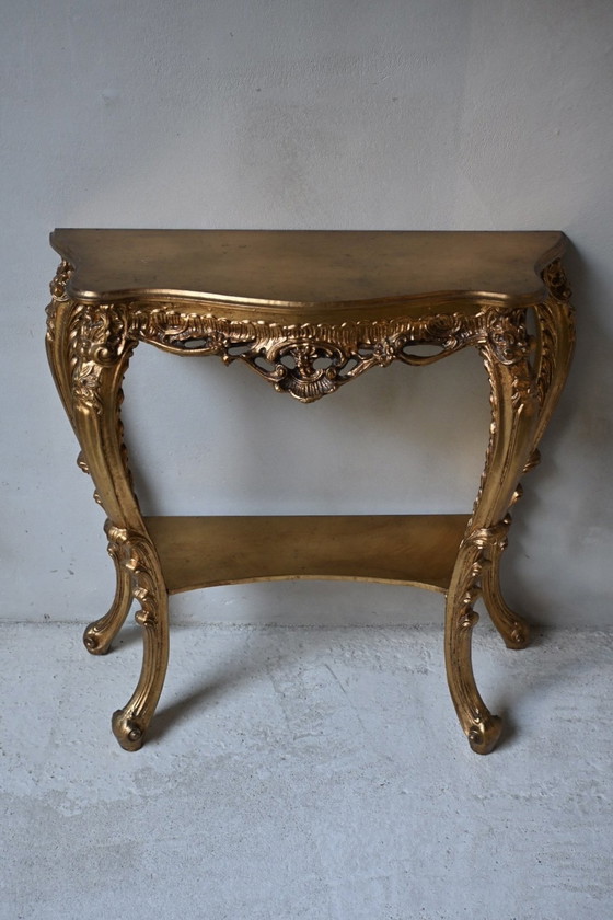 Image 1 of Wunderschöner Biscottini-Barockkonsolentisch mit Blattgold