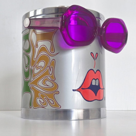 Image 1 of Vintage Peter Max Groovy Psychedelic Pop Ice Bucket uit de jaren 70