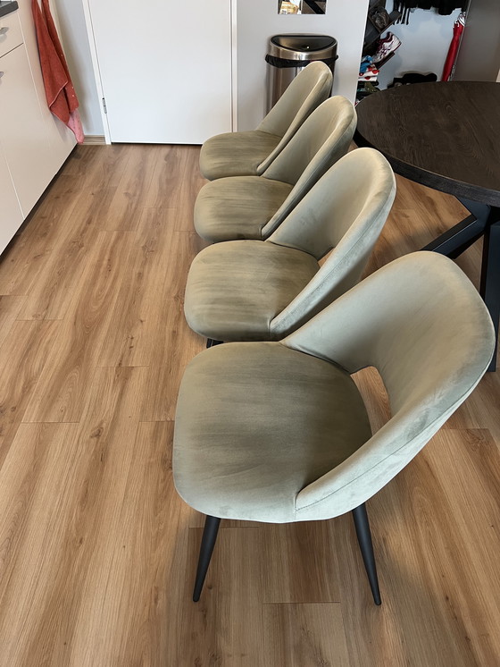 Image 1 of Chaises en velours bleu-gris (4)