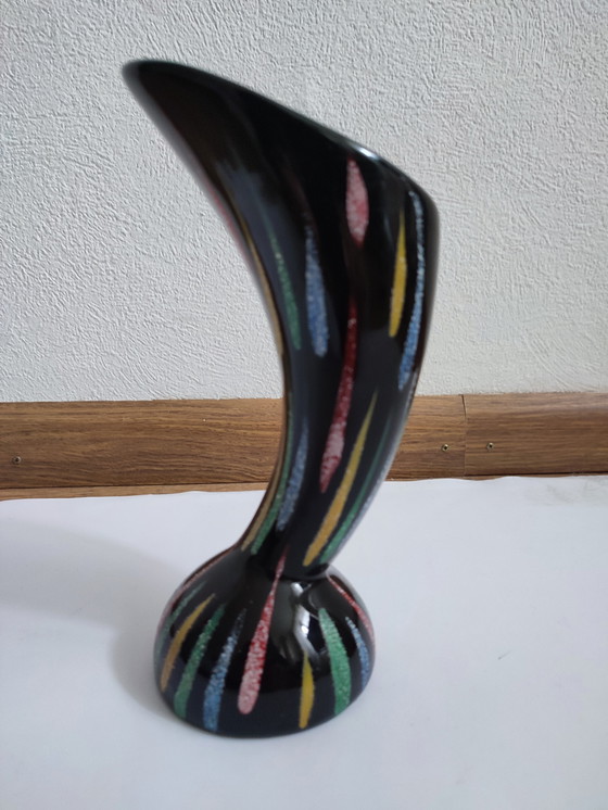 Image 1 of Vase auf Fuß Schwarzes Horn des Überflusses Sechziger Jahre 60er Jahre