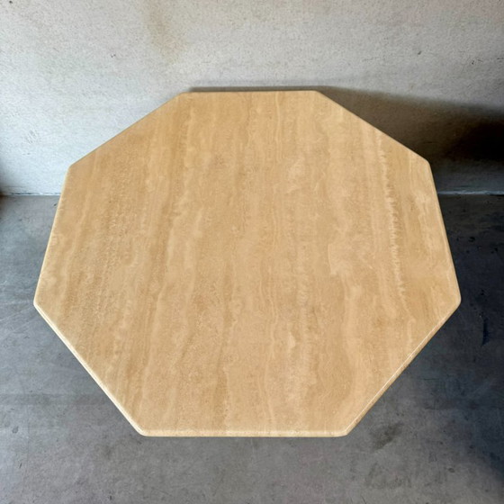 Image 1 of Mid-century Travertine octagonal dining table Italian design