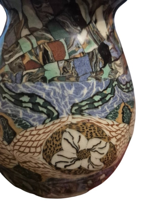 Keramische Vaas met Meerkleurige Abstracte Patronen, jean germino, Vazen, Keramiek, Blauw (foto 11 van 14)