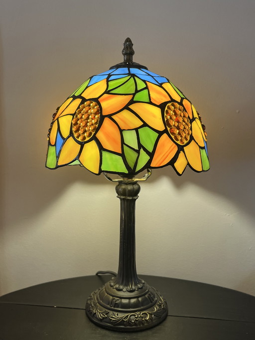 Vitrail lampe de table style Tiffany Tournesols