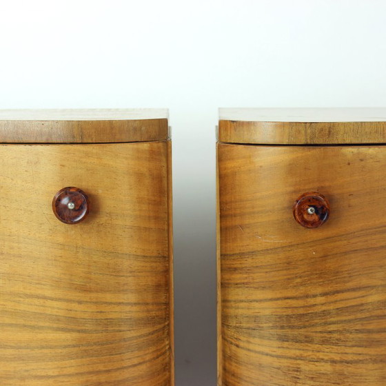 Art Deco Bedside Tables by Jindřich Halabala for UP Závody, 1930s, Nightstands, Wood, Brown (photo 6 of 17)