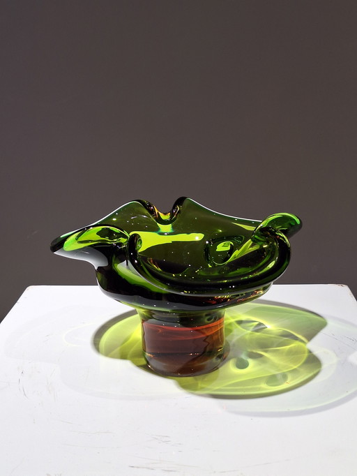 Vintage Glass Bowl By F.Zemek Years 1960s