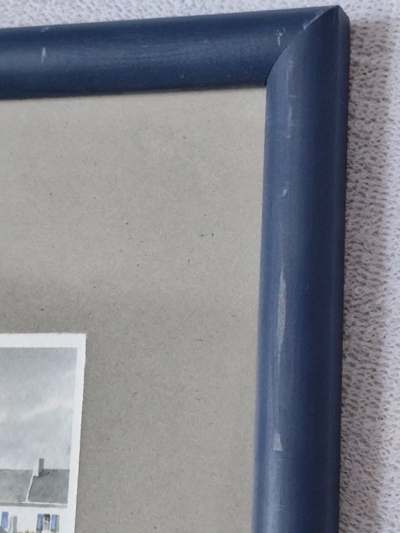 Image 1 of Aquarelle vintage signée | Paysage marin côtier breton | Encadrée