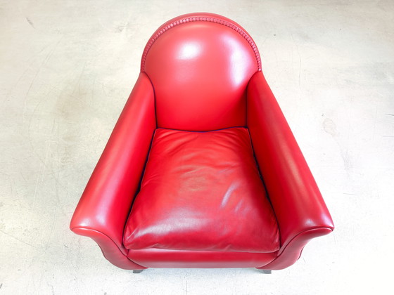 Image 1 of Lyra Fauteuil Poltrona Frau By Renzo Frau Cuir Rouge Lira