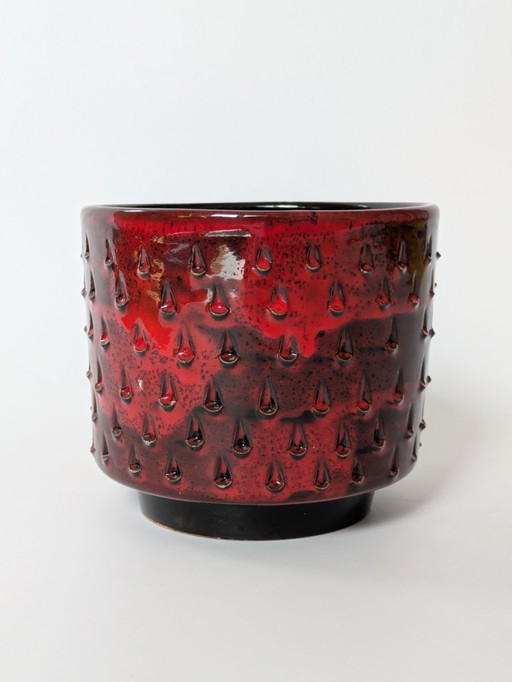 Midcentury Italian Ceramic Planter by Fratelli Fanciulacci | Red Speckled Glaze | 1960s