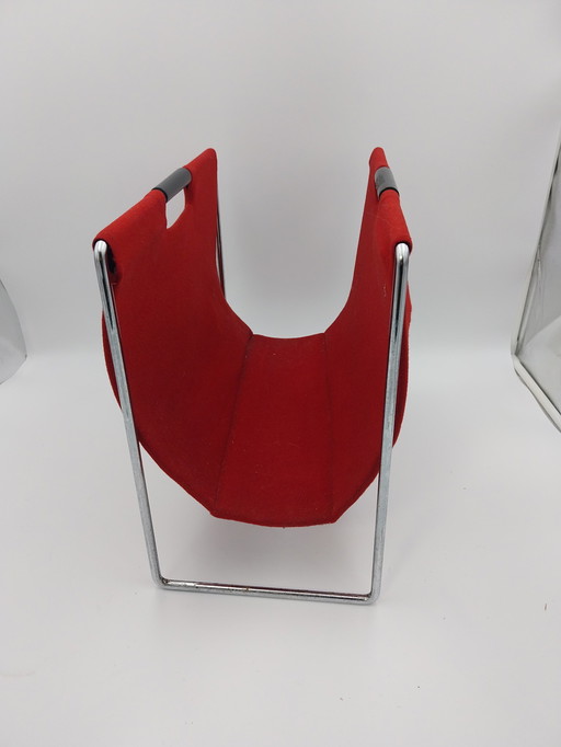 1960s Brabantia magazine rack, red fabric