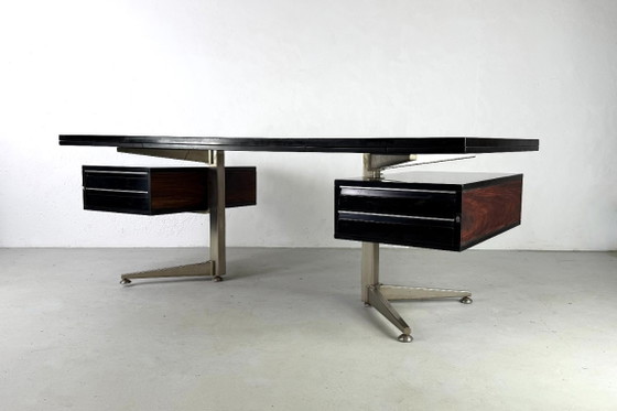 Executive Desk by Abbondinterni, Italy - 1970s, Wood, Metal, Brown, Mid Century Modern (photo 5 of 13)