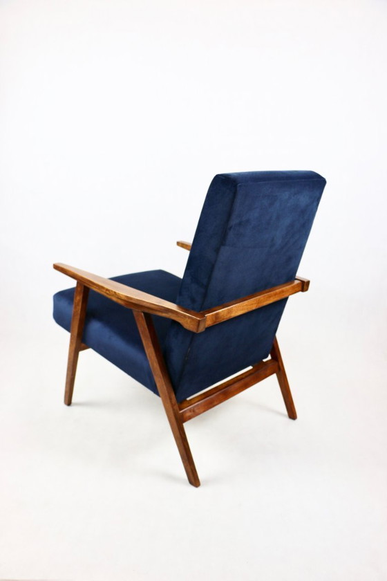 Image 1 of Vintage Loft fauteuil in marineblauw fluweel, 1970