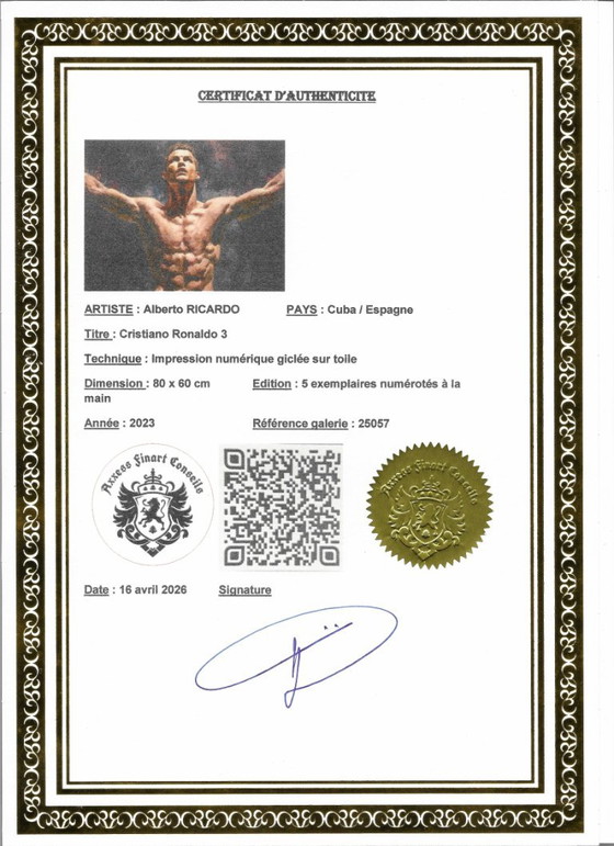 Alberto Ricardo - Cristiano Ronaldo 3 - Artist lithograph – Lithographs & prints, Canvas (photo 8 of 14)