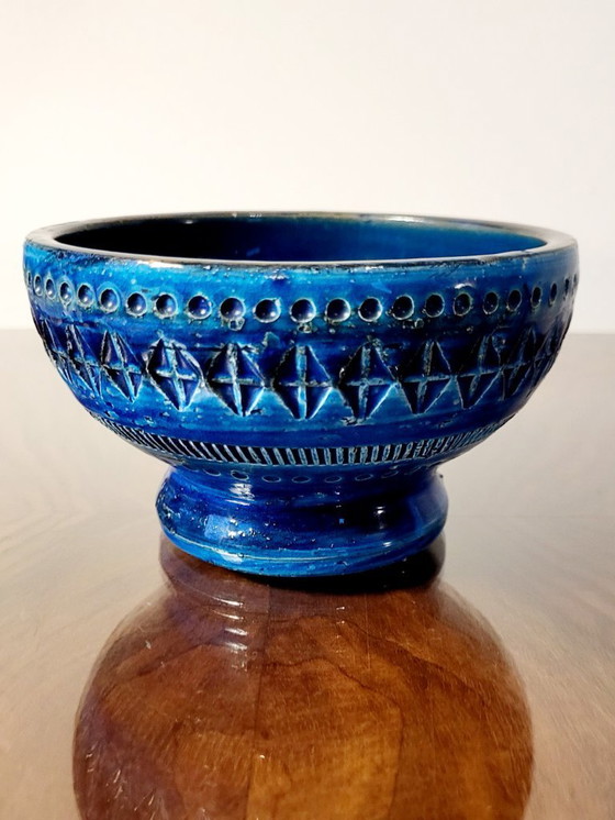 Image 1 of Rimini-blauer Keramik-Kerzenhalter, Aldo Londi für Bitossi, 1960er Jahre, Italien