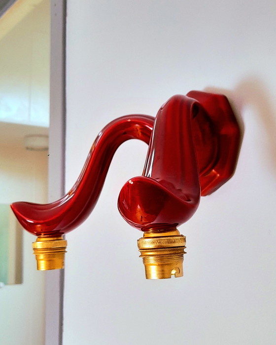 Image 1 of Applique  en céramique art deco rouge 