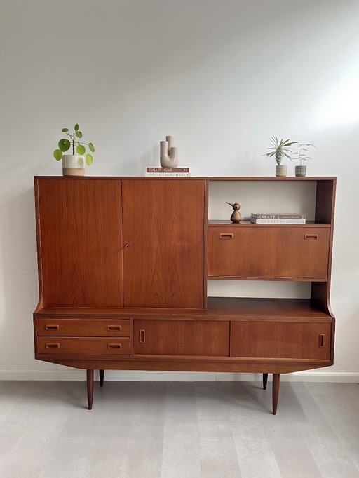 Midcentury teak highboard, 1960s/vintage