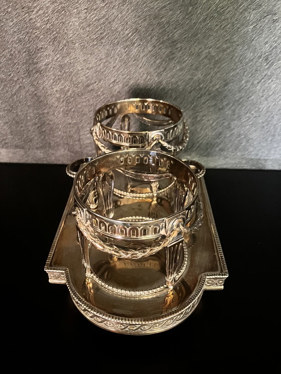 Image 1 of Service à huile et vinaigre Louis XVI en argent Anno 1778, Jan Baptist Verberckt Anvers