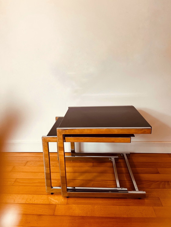 Image 1 of Tavolini laterali neri e cromati