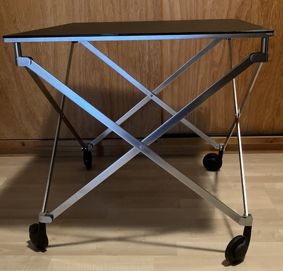 Image 1 of Tavolino Sax ClassiCon - base cromata opaca e vetro nero opaco - design classico