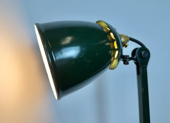Image 1 of Industrial Green Enamel Adjustable Table Lamp, 1960s