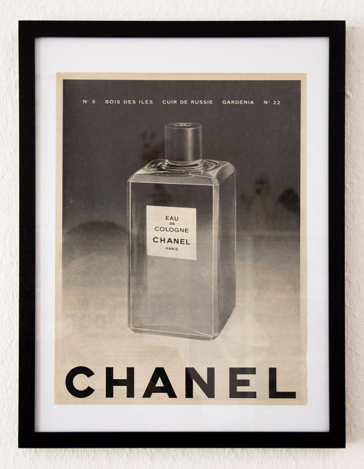 Originele Vintage Chanel Eau de Cologne Reclame Poster 1961 / Niet ingelijst / 33x25cm / Zeer Goede Staat / Geen Herdruk