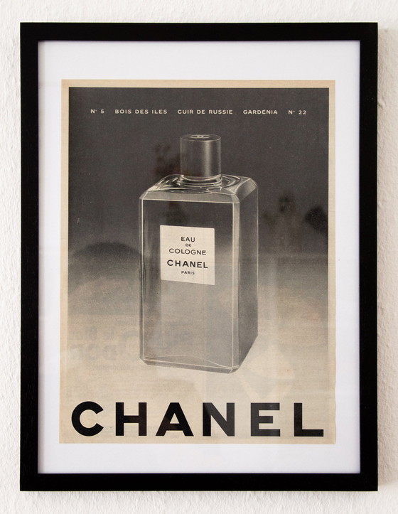 Image 1 of Originele Vintage Chanel Eau de Cologne Reclame Poster 1961 / Niet ingelijst / 33x25cm / Zeer Goede Staat / Geen Herdruk