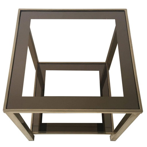 Table d'appoint en métal, feuille d'or et verre - 1960