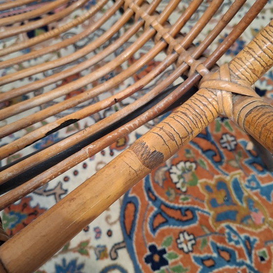 Vintage Rohe Noordwolde Rotan Kuipstoel – Stoelen / fauteuils, Metal, Rattan (photo 6 of 8)