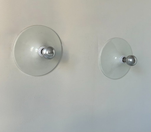 Coppia di applique vintage, metallo laccato bianco, Italia 1970.