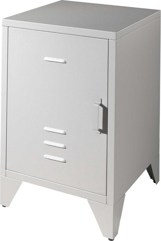 Image 1 of 1x Vipack Bedside table, Bronxx with door metal-matt gray