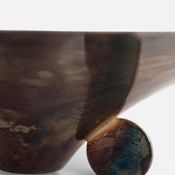 Image 1 of Cuenco escultórico Bauhaus WMF Ikora, latón plateado, de Paul Haustein, 1920