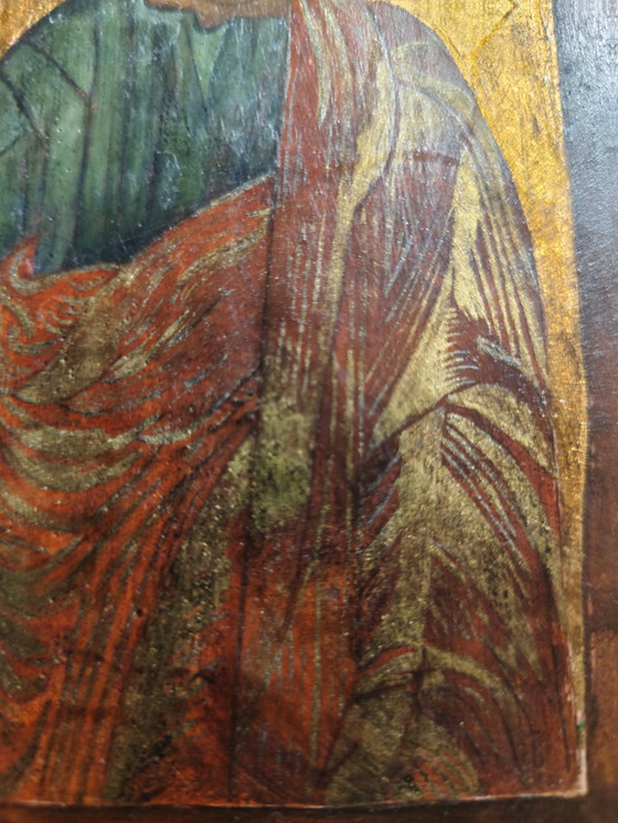 Image 1 of Icona russa "Madonna col Bambino" – dipinta a mano su legno, fondo oro, XX secolo