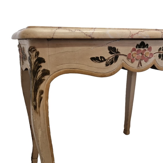 Image 1 of Vintage painted table marble top