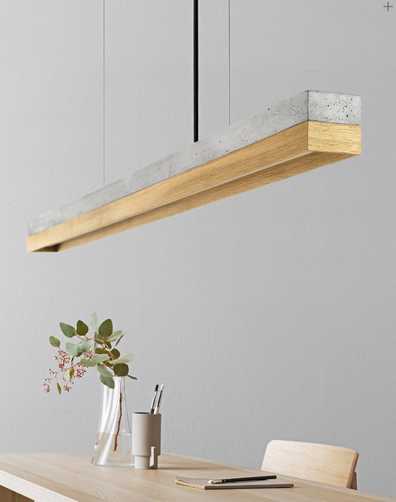 Image 1 of Dark Grey Concrete & Oak Wood Pendant Light