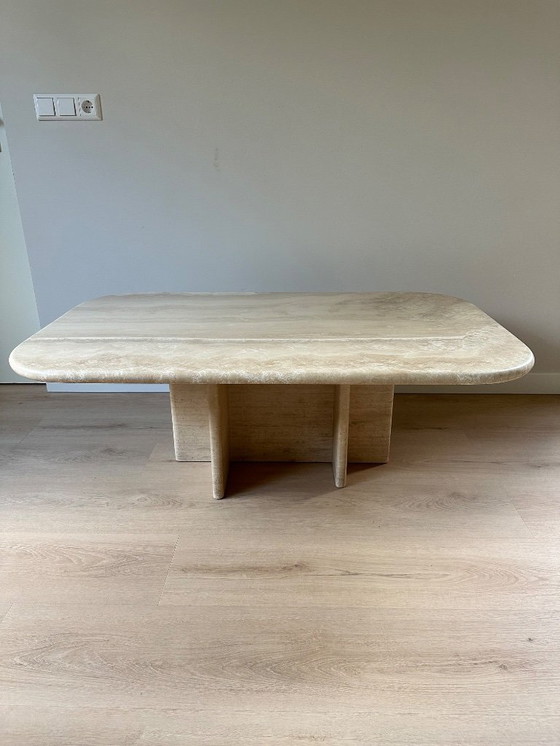 Image 1 of Top staat- Prachtige grote travertin salontafel – zeldzaam én indrukwekkend