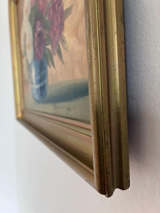 Image 1 of Vintage original floral oil painting, Signed flower art