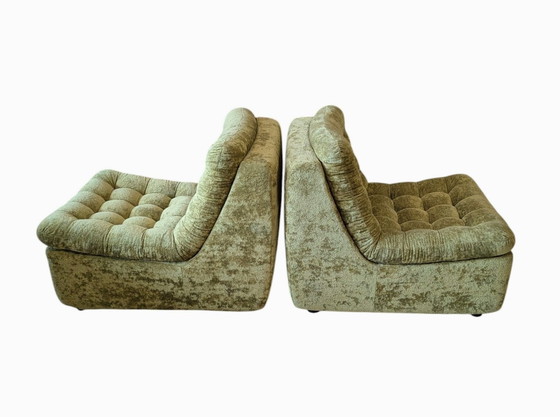 Vintage, Retro set di 2 divani modulari lounge. – Velluto (photo 3 of 13)